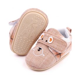 Pantofiori crem in carouri - Ursulet (Marime Disponibila: 9-12 luni (Marimea 20 incaltaminte)) MDP434