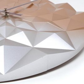 Ceas geometric de precizie, analog, de perete, creat de designer, model DIAMOND, roz auriu metalic, TFA 60.3063.51
