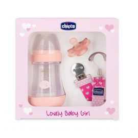 Set cadou Chicco Lovely Baby Boy (biberon, suzeta, lantisor), pink (roz), 0luni+ CHC2021161-7