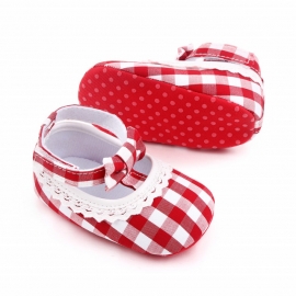 Pantofiori in carouri albe si rosii pentru fetite (Marime Disponibila: 6-9 luni (Marimea 19 incaltaminte)) MDd2657-2-sa25