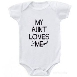 Body alb pentru bebelusi - My aunt loves me (Marime Disponibila: 3-6 luni (Marimea 18 incaltaminte)) ADHY5347