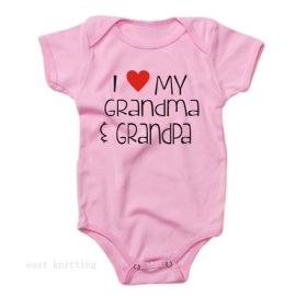 Body roz pentru fetite - I love grandma and grandpa (Marime Disponibila: 0-3 luni) ADHY5038-2