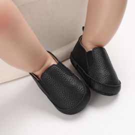 Pantofiori negri tip mocasini (Marime Disponibila: 6-12 luni (Marimea 19 incaltaminte)) ADB232-2-sa29