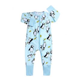 Salopeta bleu pentru bebelusi - Pinguini (Marime Disponibila: 3-6 luni (Marimea 18 incaltaminte)) ADFSB56-2-6-H4