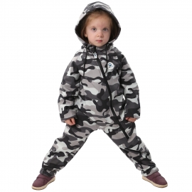 Salopeta impermeabila pentru copii Kidscare, cu protectie la vant si apa cu imprimeu Camuflaj - marime 104 SUPKCSI502_Camuflaj-104