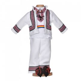 Costum national pentru baietel, 5 piese, broderie rosie, Denikos® 1019 NIK5554