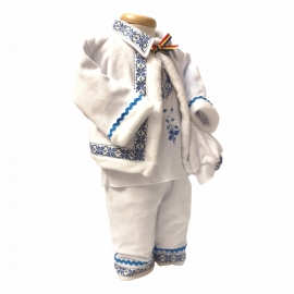 Costum popular botez baietel, broderie Bleu, Denikos® 675 NIK4921