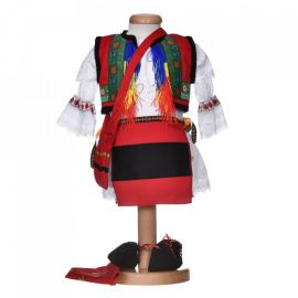 Costum traditional botez pentru fetite, 6 piese, alb multicolor, Denikos® 1027 NIK5562