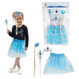 Costum Ice Princess cu Fustita, Diadema si Bagheta magica. Toi-Toys TT12456 BBJTT12456_Albastru