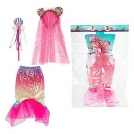 Costum Sirena cu Fustita, Diadema si Bagheta Magica Toi-Toys TT12147A BBJTT12147A_Roz