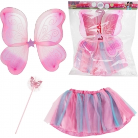 Costum Zana cu Fustita, Aripioare si Bagheta Magica Princess Friends Toi-Toys TT12146A BBJTT12146A_Roz