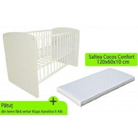 Patut KLUPS Karolina II Alb + Saltea 10 MyKids Confort II MYK00009507