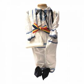Costum popular botez baiat, broderie albastra, Denikos® 677-D NIK5709