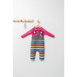 Set salopeta cu bluzita pentru bebelusi Colorful autum, Tongs baby (Culoare: Gri, Marime: 3-6 Luni) JEMtgs_4437_4