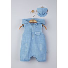 Salopeta de vara cu gluga pentru bebelusi, Tongs baby (Culoare: Albastru, Marime: 6-9 luni) JEMtgs_4182_3