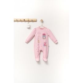 Salopeta eleganta Scufita rosie pentru bebelusi, Tongs baby (Marime: 3-6 Luni, Culoare: Crem) JEMtgs_4360_5