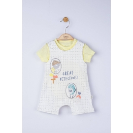 Set salopeta cu tricou Great detectives pentru bebelusi, Tongs baby (Culoare: Galben, Marime: 6-9 luni) JEMtgs_4099_5