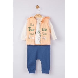 Set 3 piese: pantaloni, bluzita si vestuta pentru bebelusi, Tongs baby (Culoare: Albastru, Marime: 12-18 Luni) JEMtgs_4064_1