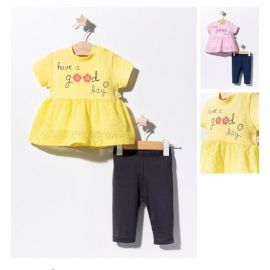 Set bluzita de vara cu pantalonasi pentru bebelusi, Tongs baby (Culoare: Galben, Marime: 12-18 Luni) JEMtgs_2873_1