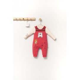 Set salopeta cu bluzita Scufita rosie pentru bebelusi, Tongs baby (Marime: 6-9 luni, Culoare: Corai) JEMtgs_4366_5
