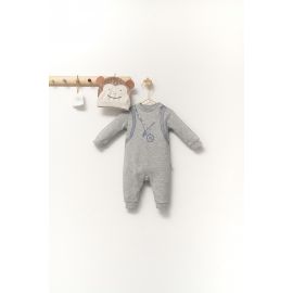 Set salopeta cu caciulita cu urechiuse pentru bebelusi Ursulet, Tongs baby (Culoare: Albastru, Marime: 6-9 luni) JEMtgs_4350_3