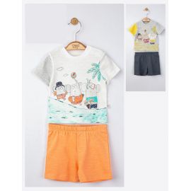 Set tricou de vara cu pantalonasi pentru bebelusi Swim, Tongs baby (Culoare: Gri, Marime: 9-12 luni) JEMtgs_4142_4
