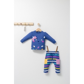 Set 2 piese cu bluzita si pantalonasi pentru fetite Colorful autum, Tongs baby (Culoare: Albastru, Marime: 12-18 Luni) JEMtgs_4432_1