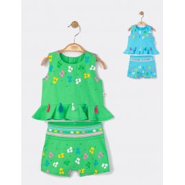 Set elegant bluzita de vara cu pantalonasi pentru fetite Ciucurasi, Tongs baby (Culoare: Albastru, Marime: 9-12 luni) JEMtgs_4271_4