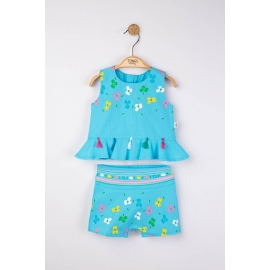 Set elegant bluzita de vara cu pantalonasi pentru fetite Ciucurasi, Tongs baby (Culoare: Verde, Marime: 9-12 luni) JEMtgs_4271_9