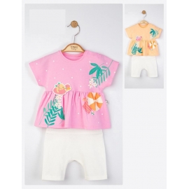 Set tricou de vara cu pantalonasi pentru fetite, Tongs baby (Culoare: Roz, Marime: 12-18 Luni) JEMtgs_4162_1