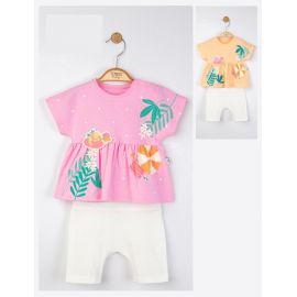 Set tricou de vara cu pantalonasi pentru fetite, Tongs baby (Culoare: Roz, Marime: 9-12 luni) JEMtgs_4162_4