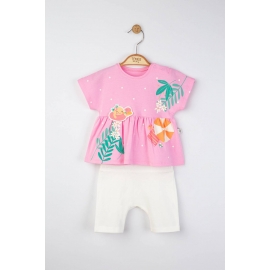 Set tricou de vara cu pantalonasi pentru fetite, Tongs baby (Marime: 12-18 Luni, Culoare: Somon) JEMtgs_4162_6