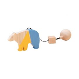 Jucarie Montessori din lemn, urs polar pentru centru activitati, portocaliu-albastru, Mobbli KDGMBL-ZW-CL-01