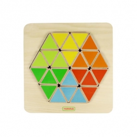 Panou educativ creativ Hexagon colorat, din lemn, +3 ani, Masterkidz KDGMK02297