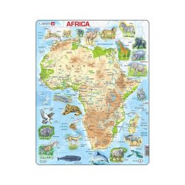 Puzzle maxi Harta Africii cu animale, orientare tip portret, 63 de piese, Larsen KDGLS-A22-GB