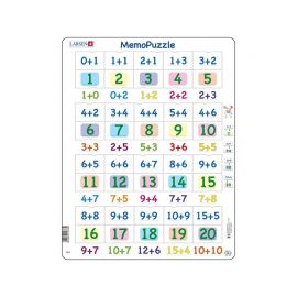 Puzzle maxi Memo cu adunari cu numere intre 0 si 20, orientare tip portret,  40 de piese, Larsen KDGLS-GP3