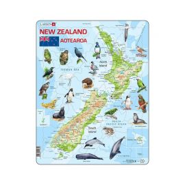 Puzzle maxi Noua Zeelanda cu animale (limba engleza), orientare tip portret,  71 de piese, Larsen KDGLS-A4