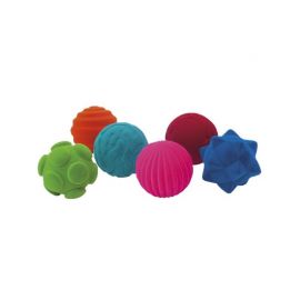 Set 6 mingiute colorate tactile din cauciuc natural, 10 cm, Rubbabu KDGRU20314