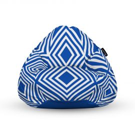 Fotoliu Units Puf Bean Bag tip para L, impermeabil, indoor/outdoor, sac interior, cu maner, 80 x 80 x 60 cm, Diamond, Blue BEANUNB-PR-L-EXT-155