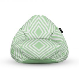 Fotoliu Units Puf Bean Bag tip para L, impermeabil, indoor/outdoor, sac interior, cu maner, 80 x 80 x 60 cm, Diamond, Green BEANUNB-PR-L-EXT-156