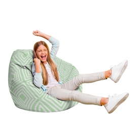 Fotoliu Units Puf Bean Bag tip para L, impermeabil, indoor/outdoor, sac interior, cu maner, 80 x 80 x 60 cm, Diamond, Green BEANUNB-PR-L-EXT-156