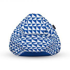 Fotoliu Units Puf Bean Bag tip para L, impermeabil, indoor/outdoor, sac interior, cu maner, 80 x 80 x 60 cm, Geometric Sea, Blue BEANUNB-PR-L-EXT-161
