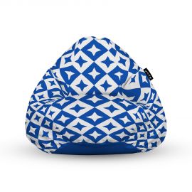 Fotoliu Units Puf Bean Bag tip para L, impermeabil, indoor/outdoor, sac interior, cu maner, 80 x 80 x 60 cm, Oriental Stars, Blue BEANUNB-PR-L-EXT-175