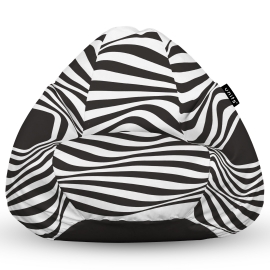 Fotoliu Units Puf Bean Bag tip para L, impermeabil, indoor/outdoor, sac interior, cu maner, 80 x 80 x 60 cm, abstract zebra BEANUNB-PR-L-EXT-032
