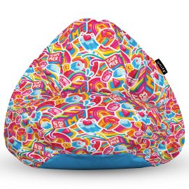Fotoliu Units Puf Bean Bag tip para L, impermeabil, indoor/outdoor, sac interior, cu maner, 80 x 80 x 60 cm, candy rainbows BEANUNB-PR-L-EXT-058