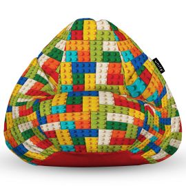 Fotoliu Units Puf Bean Bag tip para L, impermeabil, indoor/outdoor, sac interior, cu maner, 80 x 80 x 60 cm, lego tetris verde BEANUNB-PR-L-EXT-073