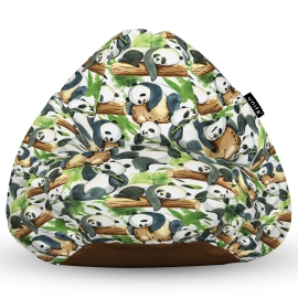 Fotoliu Units Puf Bean Bag tip para L, impermeabil, indoor/outdoor, sac interior, cu maner, 80 x 80 x 60 cm, panda BEANUNB-PR-L-EXT-136