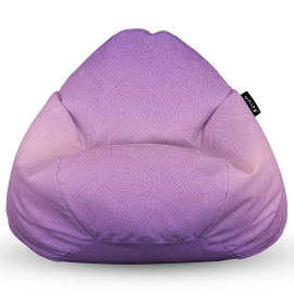 Fotoliu Units Puf Bean Bag tip para L, impermeabil, indoor/outdoor, sac interior, cu maner, 80 x 80 x 60 cm, topografic mov BEANUNB-PR-L-EXT-029