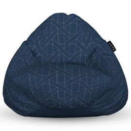 Fotoliu Units Puf Bean Bag tip para XL, impermeabil, indoor/outdoor, sac interior, cu maner, 90 x 85 x 65 cm, albastru inchis si linii bej BEANUNB-PR-XL-EXT-024