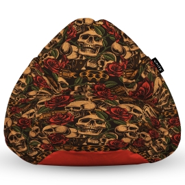 Fotoliu Units Puf Bean Bag tip para XL, impermeabil, indoor/outdoor, sac interior, cu maner, 90 x 85 x 65 cm, guns & roses BEANUNB-PR-XL-EXT-134